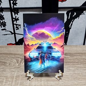 4x6 Back To The Future Delorean‎ Fantasy Art Illustration Oil Painting